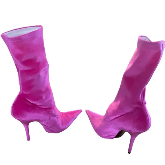 Preloved Balenciaga Pink Velvet Knife Boot ‼️SOLD‼️ - Picture 8 of 13